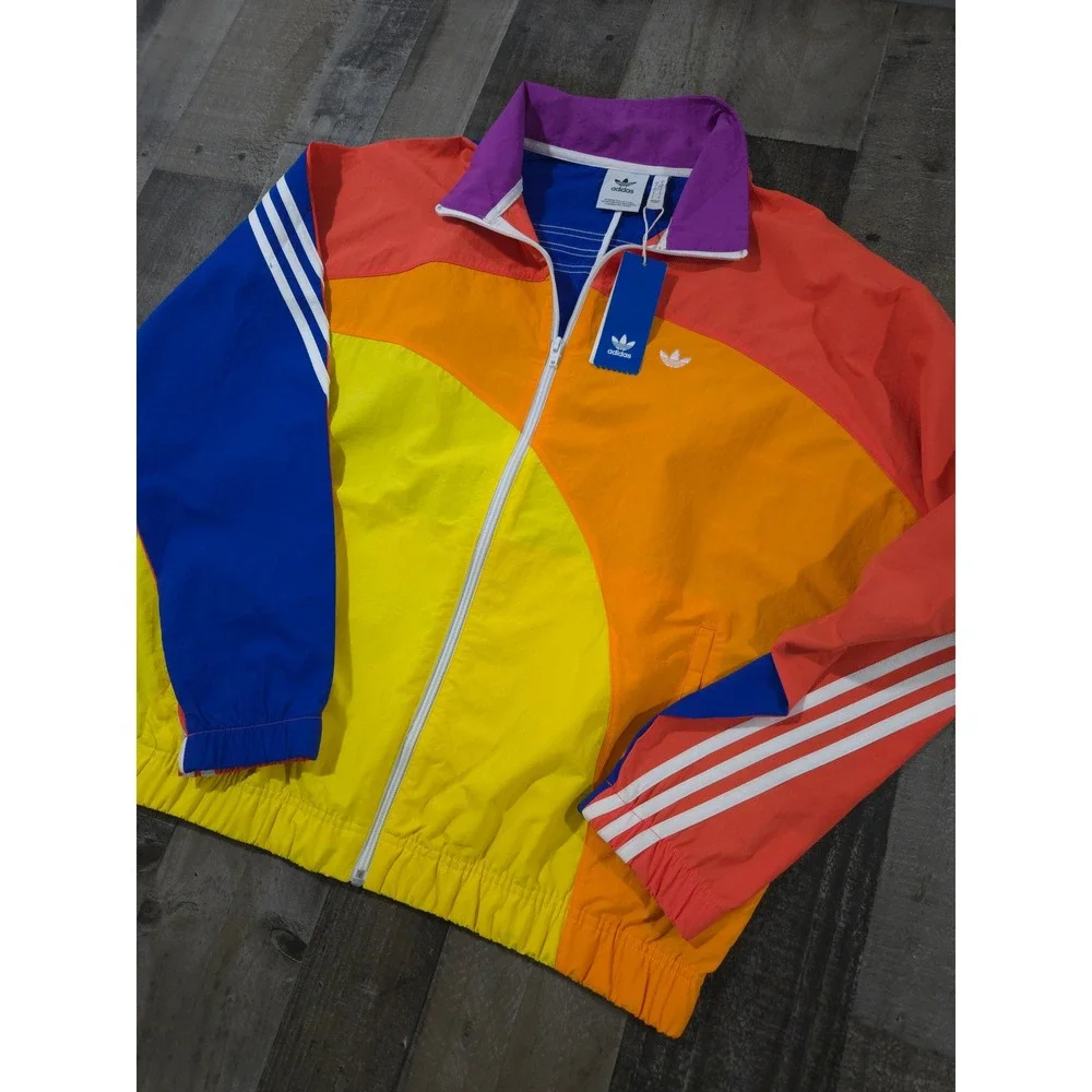 NWT Adidas Originals 2020 Pride Off Center Track Jacket Mens Large Rainbow 🌈